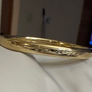 Engraved Gold-Tone Bangle child Bracelet